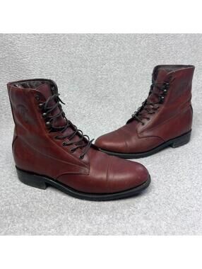 Vtg On Course Leather Paddock Boots 7.5 Brown Equestrian Riding Cap Toe CapToe
